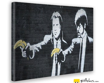 Moderne Gemälde - Banksy - Jhon Travolta mit Banane - GELB BUS