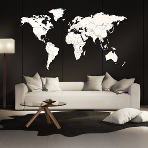 Picture Map of the World Wall Sculpture in White MDF GIALLOBUS image 2