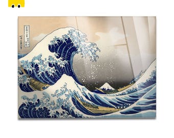 Plexiglas Gemälde Drucke auf Acrylglas - HOKUSAI - die große Welle von Kanagawa - GIALLO BUS