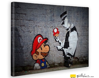 Moderne Gemälde - Banksy - Supermario - GELBER BUS