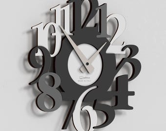 Giallobus - Orologio Carved ASH - Legno Mdf - Artigianale Made in Italy - Silenzioso - Idea regalo - Moderni doppio livello