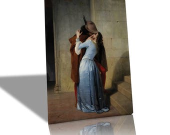 Gemälde Drucke auf Leinwand Leinwand - Francesco Hayez - Der Kuss - GIALLO BUS