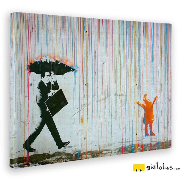 Tableaux modernes - Banksy - Couleurs de pluie - BUS JAUNE