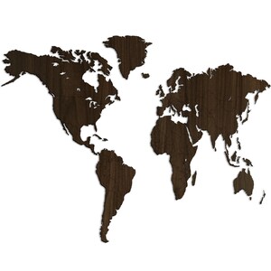 Giallobus - Mappa del Mondo NOCE - Scultura a Parete in MDF
