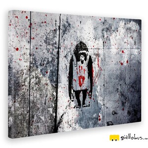 Impression sur Bois MDF Banksy pr/êt /à accrocher 140x100 cm DJ Monkey Giallobus Peinture /à Panneaux Multiples 5 pi/èces