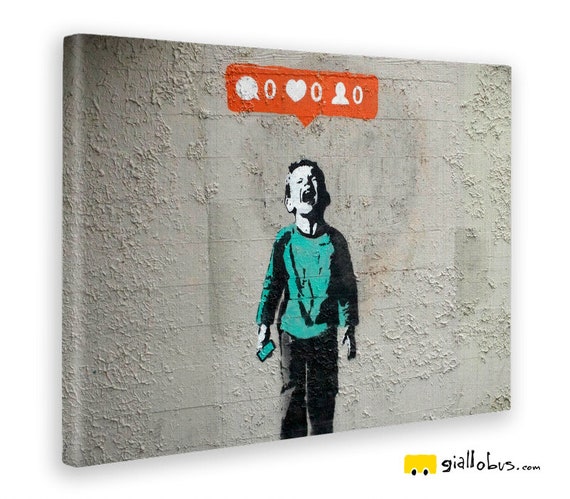 Quadri Moderni Banksy Bimbo che Piange GIALLO BUS -  Italia