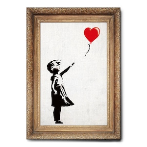 Banksy - Balloon Girl Frame - Giallobus - Moderne Gemälde auf Leinwand und Acrylglas