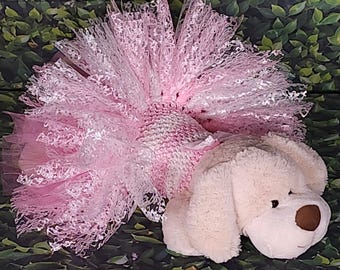Robe tutu pour chiot faite main | Rose Blanc | Nœud en dentelle | Petit chien | CHÊNE