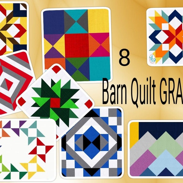 Wood Barn Quilt designs (full color graphs in PDF instant download)