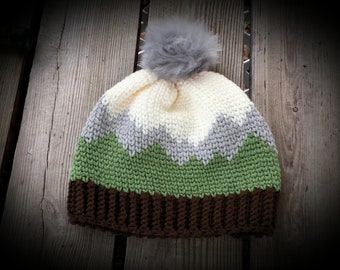 Snowcapped Mountains Hat pdf crochet pattern instant digital download