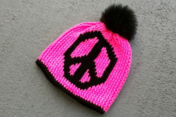 Peace Sign Crochet Hat Pattern - Etsy display picture 3