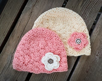 Vintage Look Shell hat (8 sizes) crochet pdf pattern