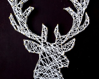 Deer Buck Head String Art Template - pattern with directions (pdf instant download)