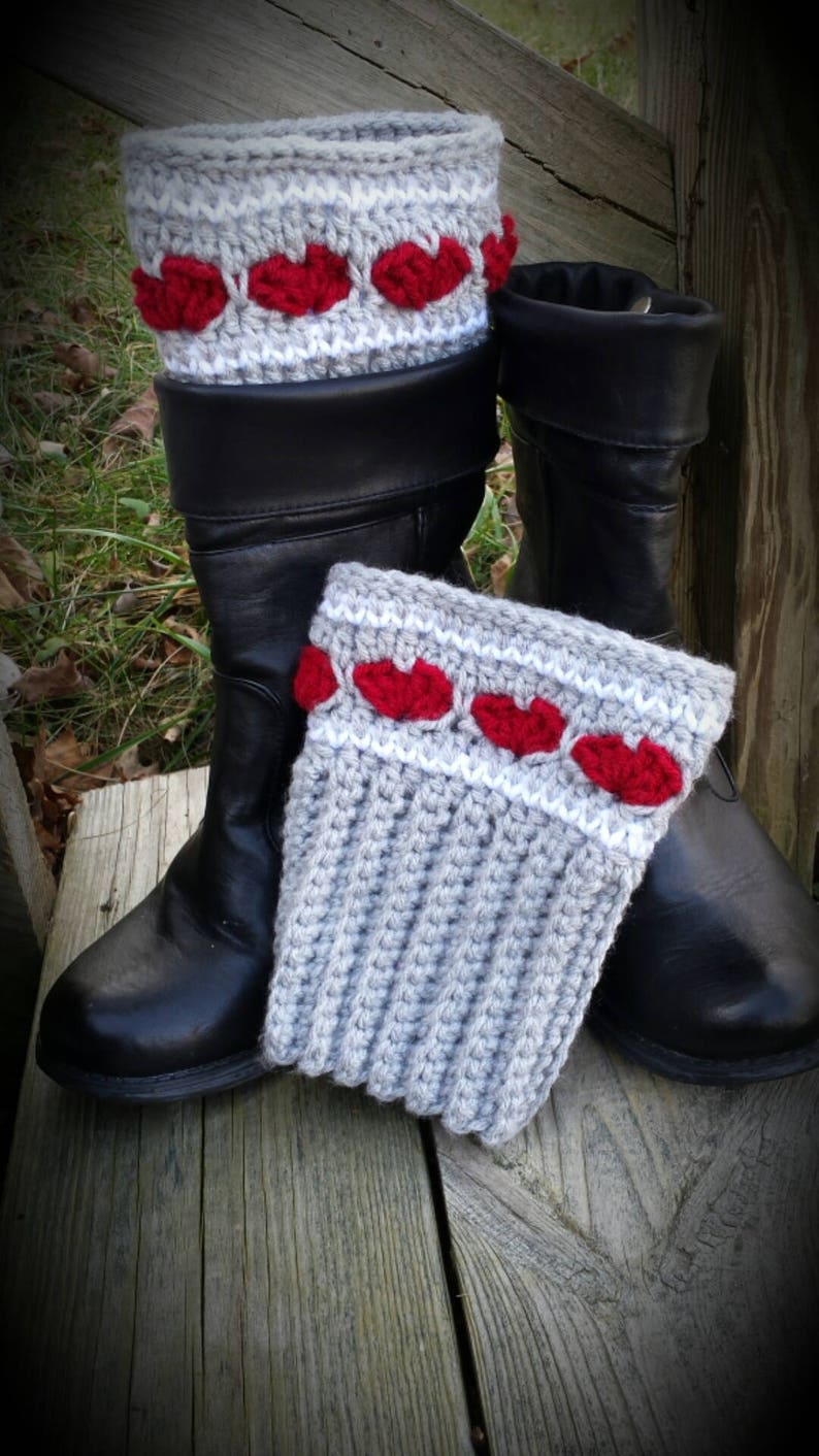 Heart Boot Toppers cuffs Crochet pattern image 2