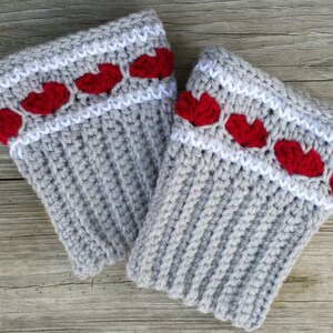 Heart Boot Toppers cuffs Crochet pattern image 1