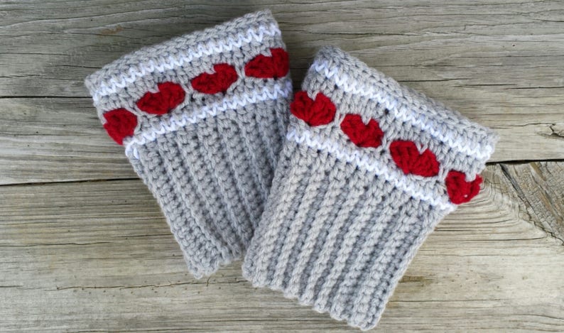 Heart Boot Toppers cuffs Crochet pattern image 1