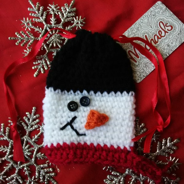 Snowman Gift Card Sack or ornament crochet pattern