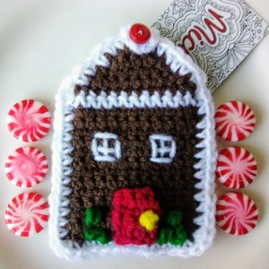 Lebkuchen-Haus Geschenkkartenhalter Häkelanleitung Baumschmuck