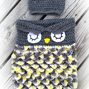 Owl Baby cocoon and matching sack hat  crochet pattern