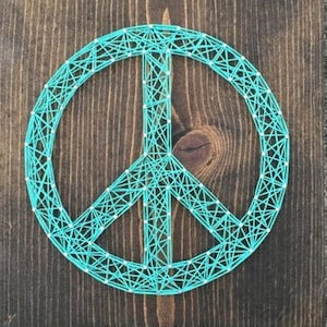 Peace Sign String Art Template - pattern with directions (pdf instant download)