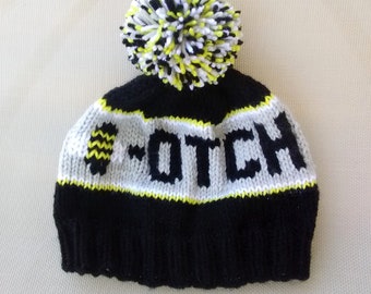 Knit pattern - BEE- otch knit hat for adults b*tch PDF pattern