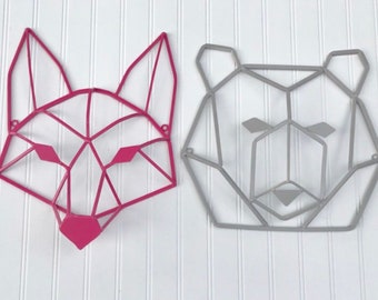 Geometric Fox~ Geometric Bear~ Whimsical Wall Decor~ Woodland Wall Decor~ Woodland Animals~ Nursery Decor~ Geo Animal~ Rustic Metal Wall Art