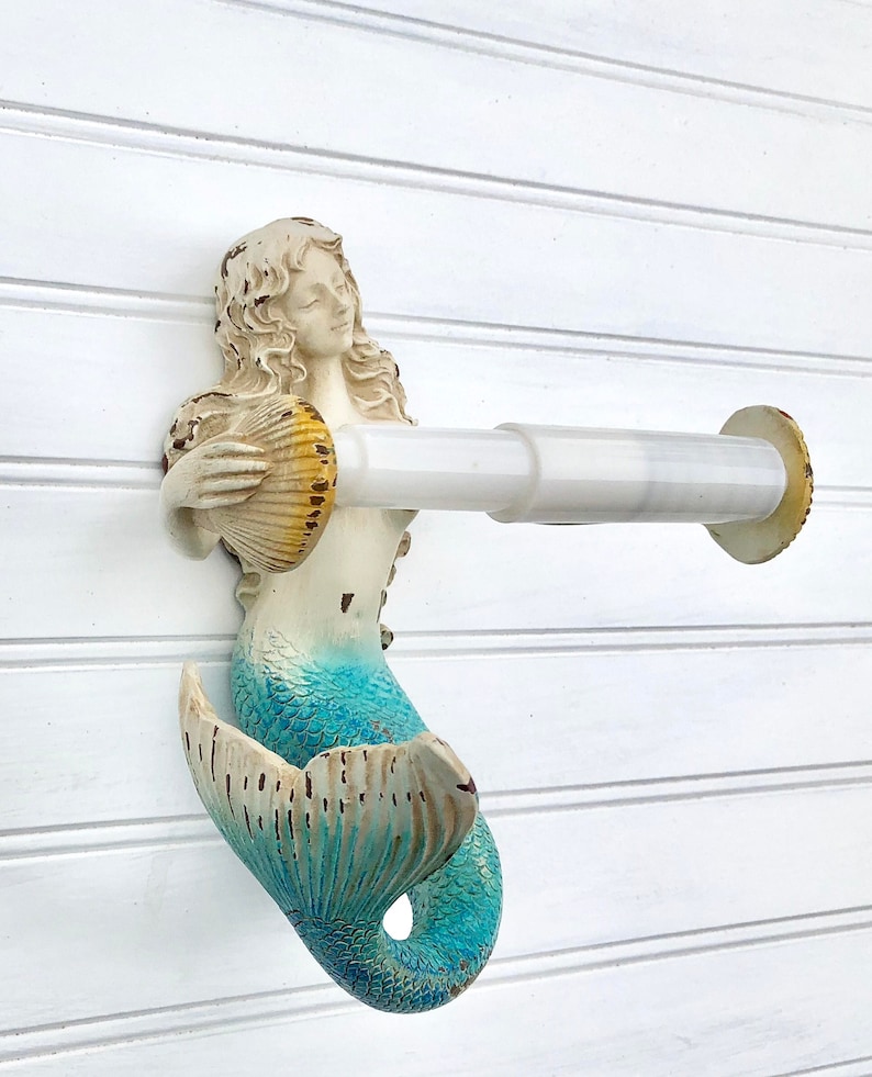 Mermaid Toilet Paper Holder Mermaid Decor Beach Bathroom Etsy