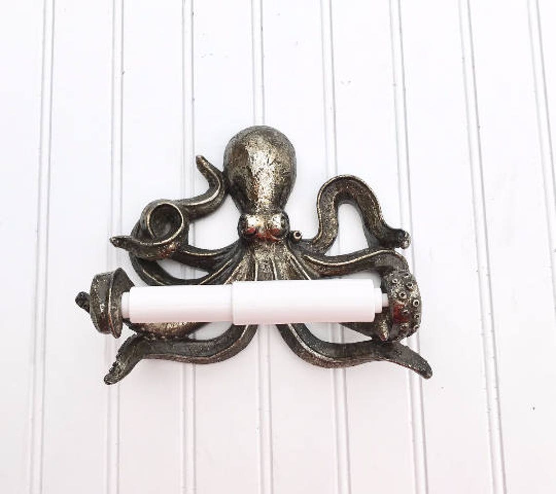 Octopus Toilet Paper Holder Whimsical Toilet Tissue Holder Etsy