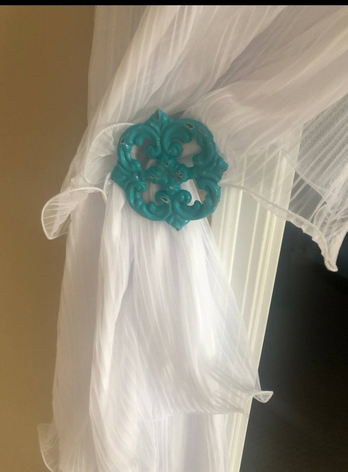 View of ANY COLOR Curtain Tie Back Curtain Holder Window Treatment | Etsy