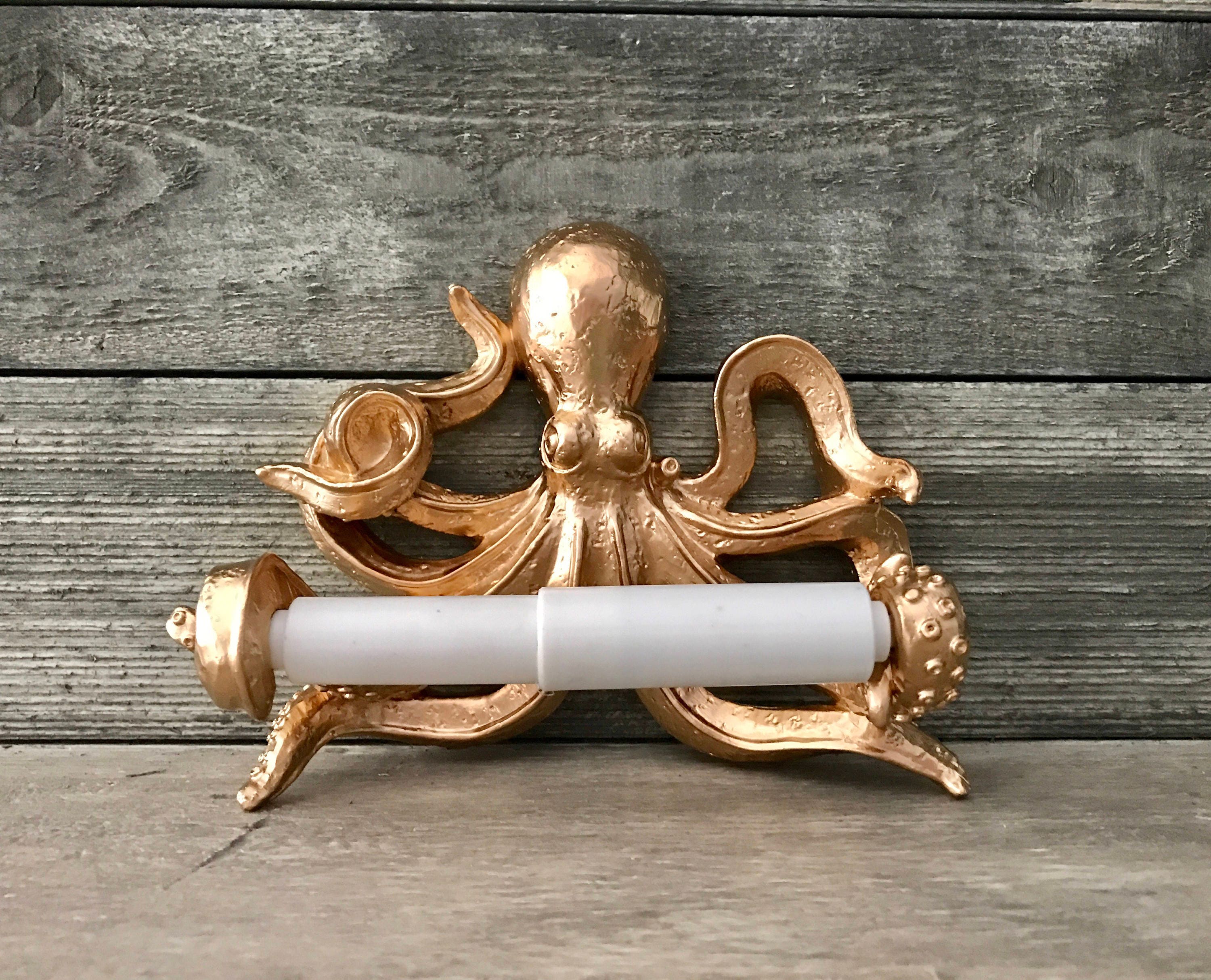Octopus Toilet Paper Holder Whimsical Toilet Tissue Holder Etsy