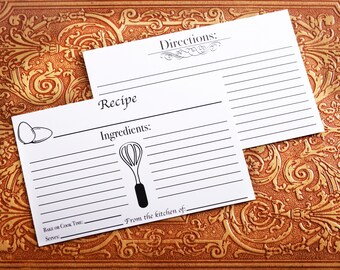 Recipe Cards - 2 sided blank recipe cards 4 x 6 inches for wedding kitchen shower gift recipe refills