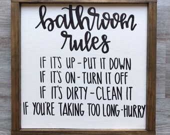Bathroom Rules Sign Etsy Bathroom Rules Sign Etsy