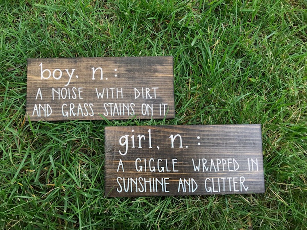 Boy Definition Sign Girl Definition Sign Nursery Decor Etsy