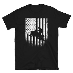 American Flag Snowmobiling Shirt: Winter Sport Design