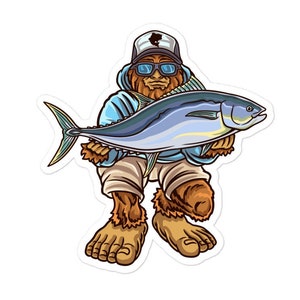 Bluefin Tuna Sticker , Tuna Sticker , Bluefin Sticker , Fishing Sticker , Bigfoot Sticker , Sasquatch Sticker , Mens Fishing Sticker