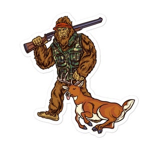 Pegatina de caza Bigfoot, Cazador de ciervos Bigfoot, Cazador de ciervos Sasquatch, Sasquatch, Bigfoot, Caza de ciervos, Caza con rifle, Caza de ciervos