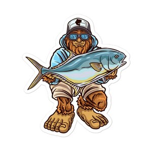 Permiso Calcomanía de Pesca , Permiso Pesca , Calcomanía de Pesca , Calcomanía de Agua Salada , Pegatina Bigfoot , Pegatina Sasquatch , Calcomanías de Pescador