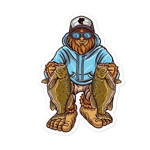 Kleiner Wermutsbarsch Fischen Sticker , Bigfoot Angel Sticker , Fischer Sticker , Fischen Aufkleber , Bigfoot Aufkleber