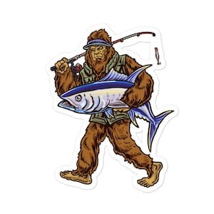 Bluefin Tuna Sticker , Tuna Sticker , Bluefin Sticker , Fishing Sticker , Bigfoot Sticker , Sasquatch Sticker , Mens Fishing Sticker
