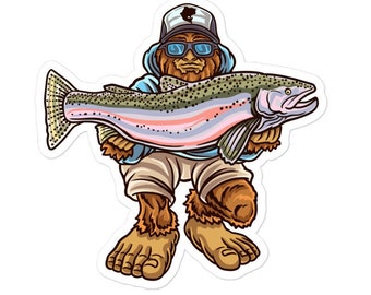 Steelhead Fishing Decal , Steelhead Sticker , Trout Stickers , Sasquatch Stickers , Bigfoot Fishing Decal , Mens Fishing Gift ,  Trout Gift