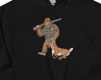 Bigfoot Hunting Hoodie - Deer and Sasquatch Print