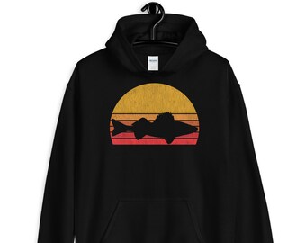 Walleye Angeln Hoodie: Sunset Country Design, weiche Baumwollmischung