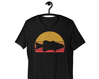 Chemise rétro Sunset Bass Fishing : t-shirt en coton de style vintage