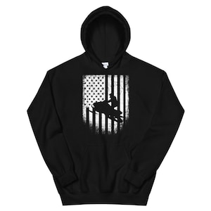 American Flag Snowmobiling Hoodie: Warm, Soft Cotton Blend