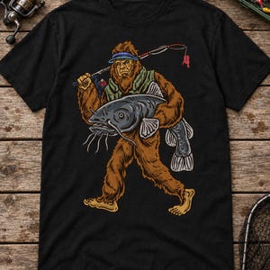Camiseta divertida con diseño de bagre y Sasquatch (Unisex S-XXL)