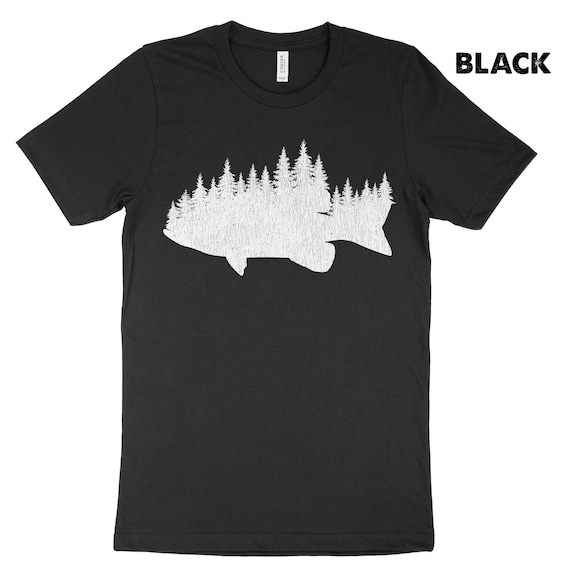 Bass Fishing Shirt: Pine Forest Design - Soft Cotton Tee