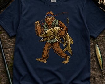 Bigfoot Muskie Fishing Shirt: Tiger Musky Graphic (Unisex Sizes)