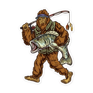 Autocollant de pêche à l'achigan à grande bouche , Autocollant de pêche au gros pied , Autocollant de pêche , Autocollant de pêcheurs , Autocollant de pêche , Sticker Bigfoot