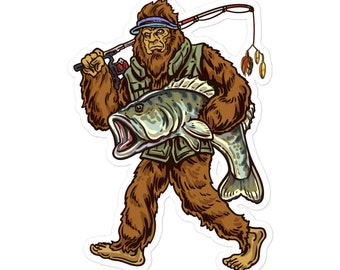 Forellenbarsch Aufkleber , Bigfoot Angeln Aufkleber , Angeln Aufkleber , Fischer Aufkleber , Angeln Aufkleber , Bigfoot Aufkleber