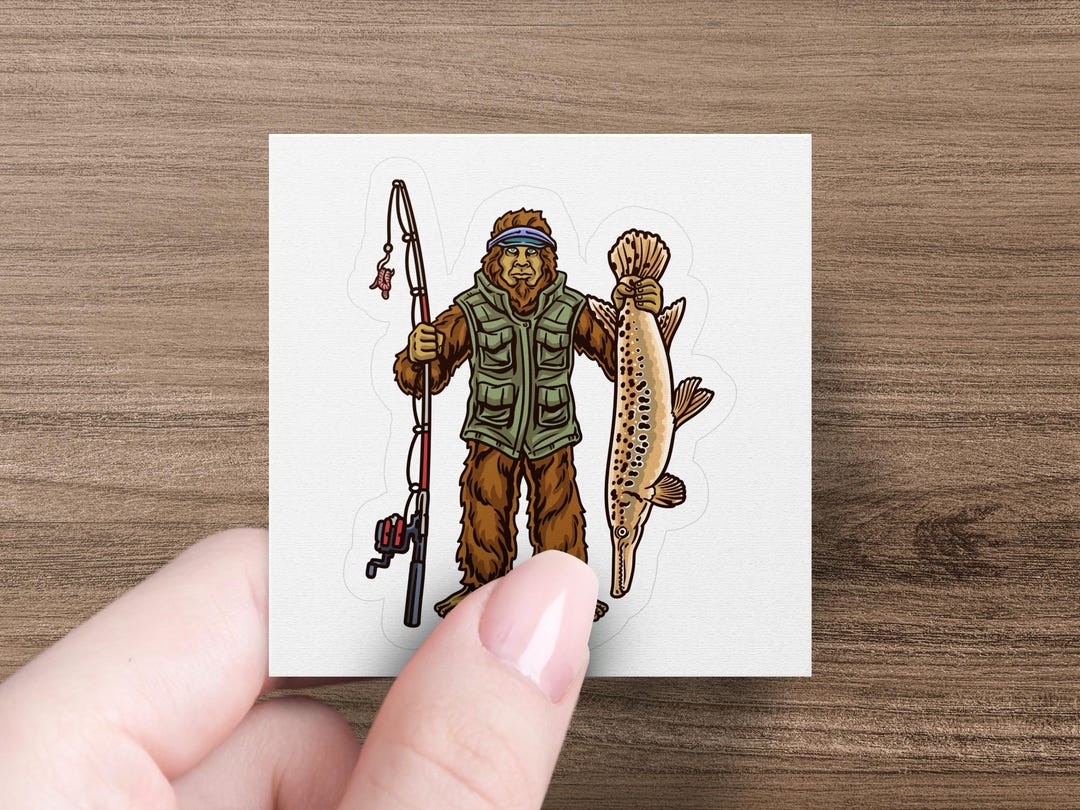 Bigfoot Fishing Sticker: Sasquatch and Alligator Gar Design - Etsy